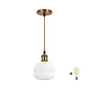 Imagine BRILAGI - Lustra LED pe cablu RETRO GLASS 1xE27/60W/230V Ø 20 cm auriu/alb