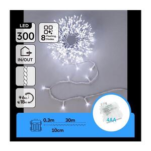 Imagine -LED Instalație luminoasă de Crăciun pentru exterior 300 LED-uri/8 funcții 4xAA 30 m IP44 alb rece