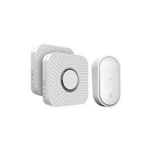 Imagine Set de 2 sonerii fără fir pentru priză, cu mecanism cinetic, 230 V, albe