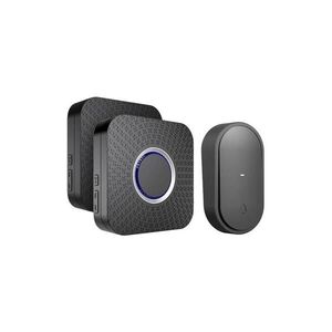 Imagine SET 2x Sonerii fără fir pentru priză, cu funcționare cinetică, 230V, negru