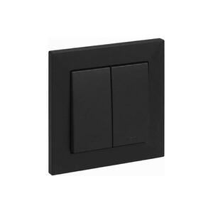 Imagine Legrand - Întrerupător dublu pentru scări nr. 6+6 cu ramă SUNO neagră