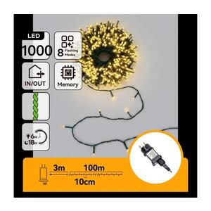 Imagine - Instalație luminoasă de Crăciun pentru exterior, 1000 LED/8 funcții, 103 m, IP44, alb cald