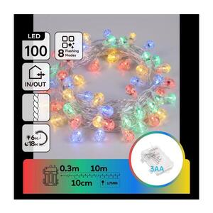 Imagine - Ghirlandă LED de exterior pentru Crăciun 100xLED/8 funcții 3xAA 10, 3m IP44 multicolor