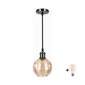 Imagine BRILAGI -LED Lustră pe cablu RETRO GLASS 1xE27/60W/230V Ø 18 cm negru/maro fumuriu