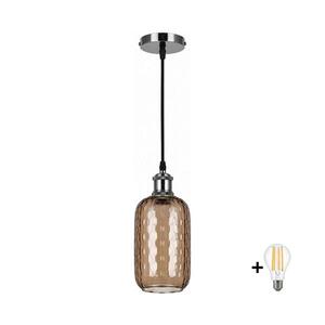 Imagine BRILAGI-LED Lustră suspendată pe cablu RETRO GLASS 1xE27/60W/230V Ø 14 cm negru/maro fumuriu