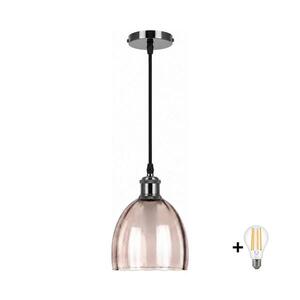 Imagine BRILAGI-LED Lustra suspendată pe cablu RETRO GLASS 1xE27/60W/230V Ø 17 cm negru/bej fumuriu