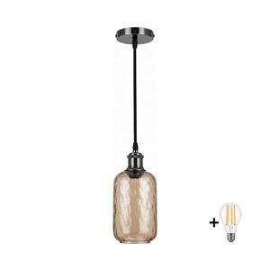 Imagine BRILAGI-LED Lustră pe cablu RETRO GLASS 1xE27/60W/230V Ø 14 cm negru/maro fumuriu