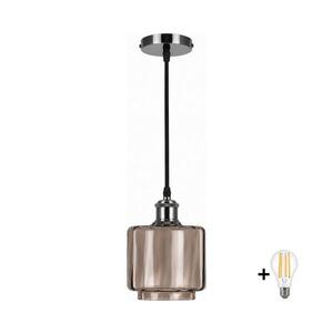 Imagine BRILAGI-LED Lustră pe cablu RETRO GLASS 1xE27/60W/230V Ø 15 cm negru/fumuriu bej