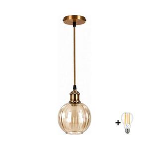 Imagine BRILAGI -LED lustra pe cablu RETRO GLASS 1xE27/60W/230V Ø 18 cm auriu/maro fumuriu