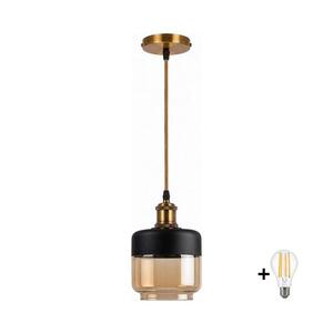 Imagine BRILAGI-LED Lustra pe cablu RETRO GLASS 1xE27/60W/230V Ø 14 cm auriu/bej fumuriu