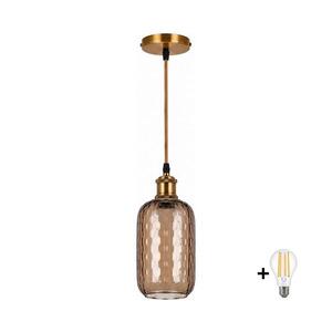 Imagine BRILAGI-LED Lustră pe cablu RETRO GLASS 1xE27/60W/230V Ø 14 cm auriu/maro fumuriu