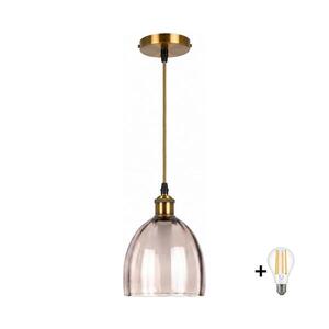 Imagine BRILAGI-LED Lustră pe cablu RETRO GLASS 1xE27/60W/230V Ø 17 cm auriu/bej fumuriu