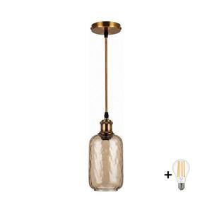 Imagine BRILAGI-LED Lustră pe cablu RETRO GLASS 1xE27/60W/230V Ø 14 cm auriu/maro-fumuriu