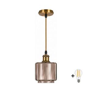 Imagine BRILAGI-LED Lustră pe cablu RETRO GLASS 1xE27/60W/230V Ø 15 cm auriu/bej fumuriu