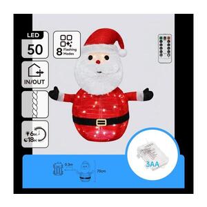 Imagine - decorațiune LED de exterior pentru Crăciun 50xLED/3xAA 0, 7m IP44 alb rece Santa Claus