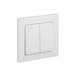 Imagine Legrand - Întrerupător dublu pentru scară nr. 6+6 cu ramă SUNO albă