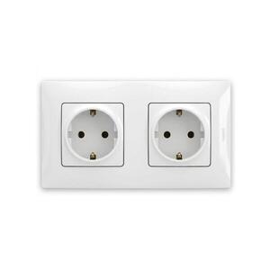 Imagine Legrand - Priză dublă pentru uz casnic SCHUKO cu ramă NILOE 250V albă