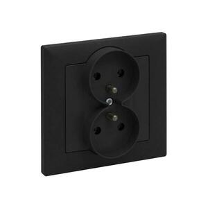 Imagine Legrand - Priză dublă de perete cu ramă SUNO 250V neagră