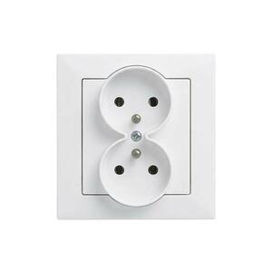 Imagine Legrand - Priză dublă de perete pentru uz casnic, cu ramă SUNO, 250V, albă