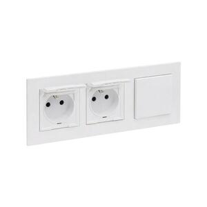 Imagine Legrand-Priză dublă de exterior pentru locuință și un întrerupător nr. 1 cu ramă NILOE STEP 250V albă