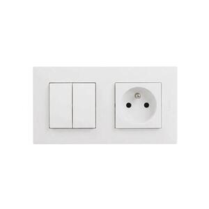 Imagine Legrand - Priză casnică și întrerupător dublu nr. 5 cu cadru NILOE STEP 250V alb