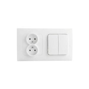 Imagine Legrand-Priză dublă pentru uz casnic și întrerupător dublu nr. 5 cu cadru NILOE STEP 250V albă