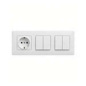 Imagine Legrand - 2x întrerupător dublu nr. 5 și priză domo SCHUKO cu ramă NILOE STEP 250V alb