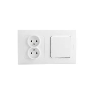 Imagine Legrand-Priză dublă casnică și întrerupător unipolar nr. 1 cu ramă NILOE STEP 250V albă