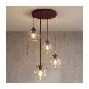 Imagine Lustră suspendată pe cablu ISTAR 4xE27/15W/230V Ø 40 cm roșie/transparentă