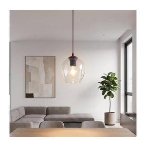 Imagine Lampă suspendată pe cablu ISTAR 1xE27/15W/230V Ø 14 cm roșie/transparentă