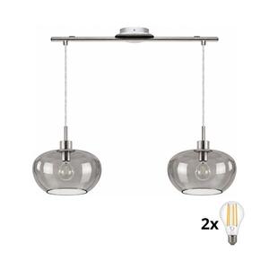 Imagine BRILAGI - Pendul LED pe cablu RETRO GLASS 2xE27/60W/230V crom mat/gri fumuriu