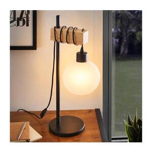 Imagine BRILAGI - Lampă de masă WOOD GLASS 1xE27/40W/230V maro/negru/alb
