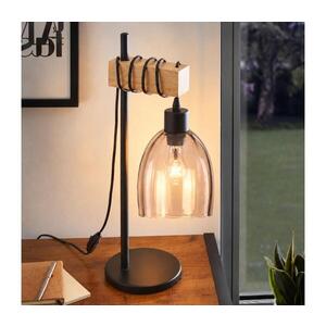 Imagine BRILAGI - Lampă de masă WOOD GLASS 1xE27/40W/230V maro/negru/bej fumuriu