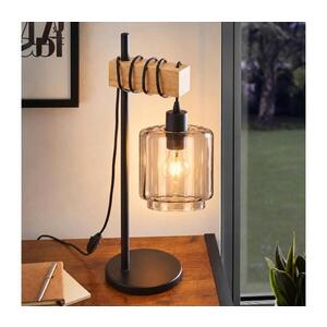 Imagine BRILAGI - Lampă de masă WOOD GLASS 1xE27/40W/230V maro/negru/bej fumuriu