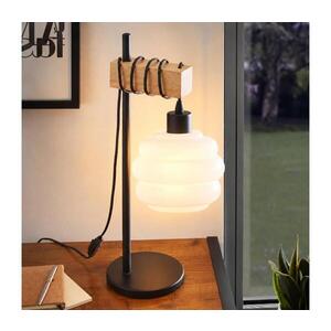 Imagine BRILAGI - Lampă de masă WOOD GLASS 1xE27/40W/230V maro/negru/alb