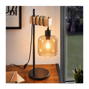 Imagine BRILAGI - Lampă de masă WOOD GLASS 1xE27/40W/230V maro/negru/maro fumuriu