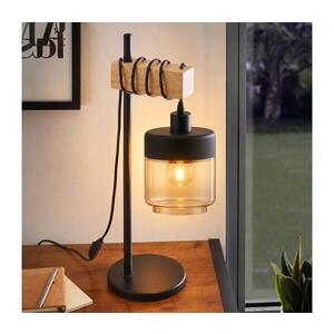 Imagine BRILAGI - Lampă de masă WOOD GLASS 1xE27/40W/230V maro/negru/bej fumuriu