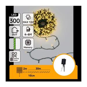 Imagine - LED Ghirlandă solară de Crăciun 300xLED/8 funcții 32m IP65 alb cald 1200 mAh