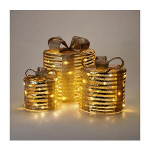 Imagine Set de 3 decorațiuni de Crăciun cu LED 90xLED/2xAA + 3xAA + 3xAA alb cald cadouri/auriu