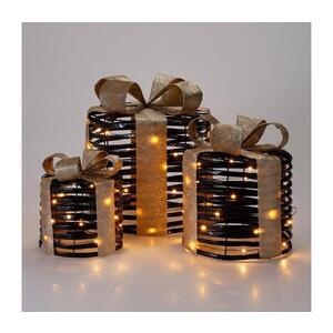 Imagine Set de 3 decorațiuni LED de Crăciun 90xLED/2xAA + 3xAA + 3xAA alb cald cadouri/negru