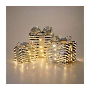 Imagine SET 3x decorațiuni LED de Crăciun 90xLED/2xAA + 3xAA + 3xAA alb cald cadouri/argintiu