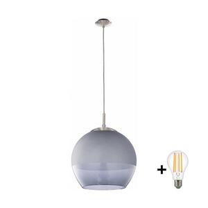 Imagine BRILAGI - LED Lustră pe cablu RETRO GLASS 1xE27/60W/230V crom mat/gri fumuriu