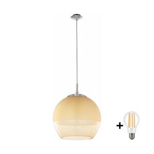 Imagine BRILAGI-LED Lustră pe cablu RETRO GLASS 1xE27/60W/230V crom mat/bej fumuriu