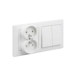Imagine Legrand - Priză dublă pentru locuință și întrerupător dublu nr. 5 cu ramă SUNO 250V de culoare albă