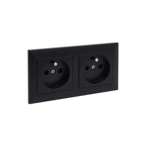 Imagine Legrand - Priză dublă de perete cu ramă SUNO 250V neagră