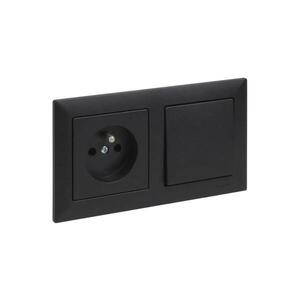 Imagine Legrand - Priză casnică și întrerupător unipolar nr. 1 cu ramă SUNO 250V negru