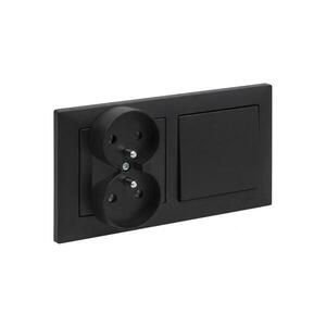 Imagine Legrand - Priză dublă pentru uz casnic și întrerupător unipolar nr. 1 cu ramă SUNO 250V negru