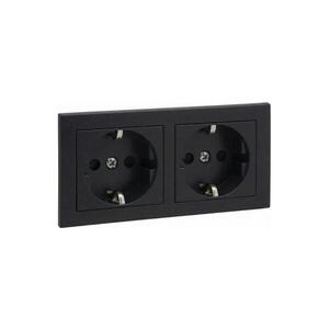 Imagine Legrand - Priză dublă SCHUKO pentru uz casnic cu ramă SUNO 250V, negru