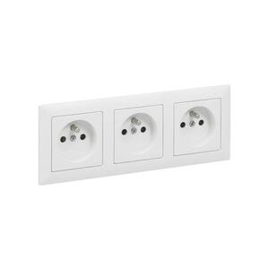 Imagine Legrand - Priză triplă pentru locuință cu ramă SUNO 250V albă