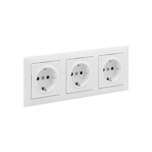 Imagine Legrand - Priză triplă SCHUKO pentru uz casnic cu ramă SUNO 250V albă